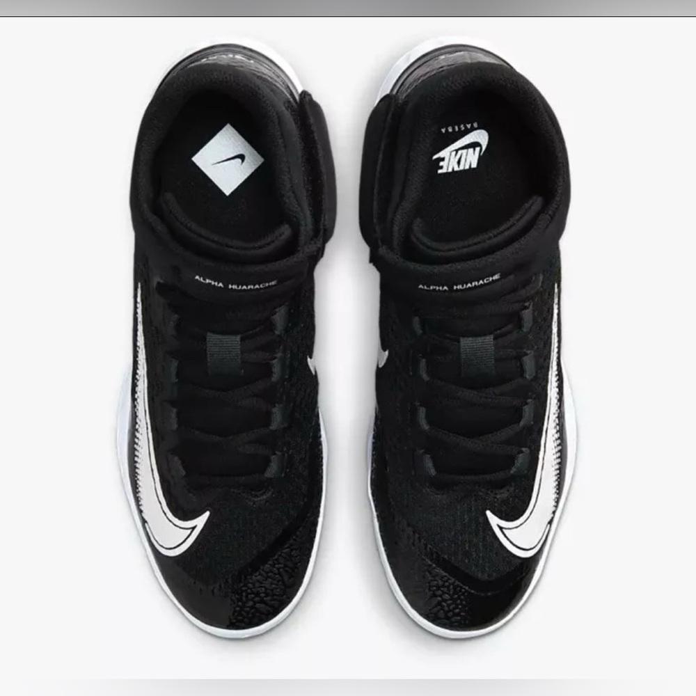 New Nike Alpha Huarache Elite 4 Mid Black Baseball Cleats DJ6520-001 Size 12 - Picture 4 of 10